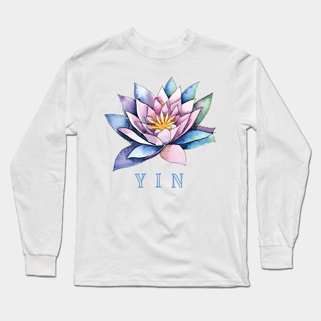 Yin Yoga Lotus Flower Long Sleeve T-Shirt by TomiTee